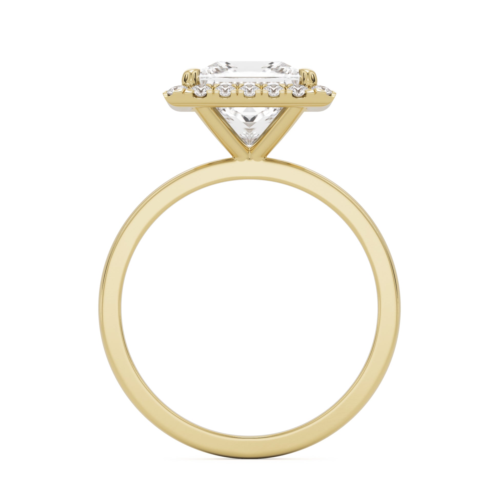 princess halo 14K yellow gold