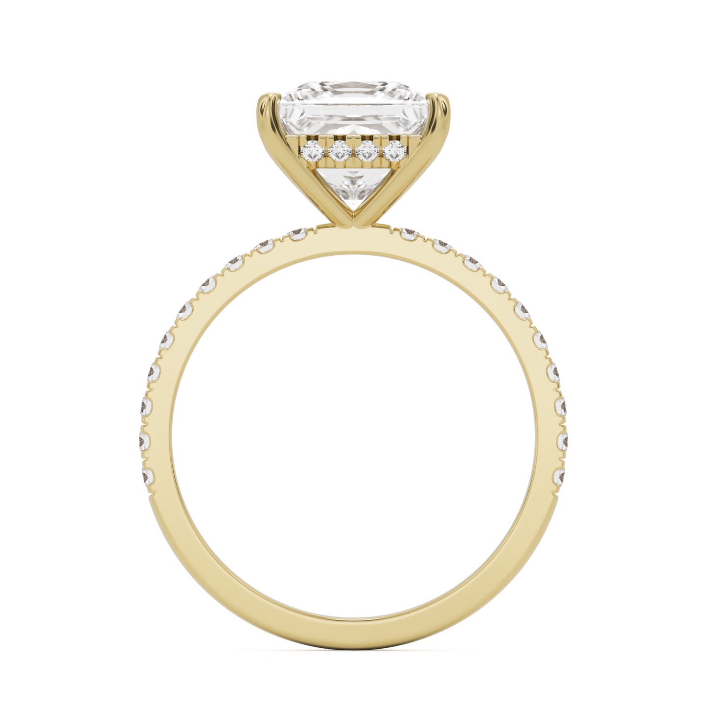 princess hidden halo pavé 14K yellow gold