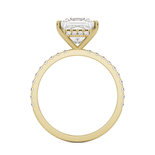 princess hidden halo pavé 14K yellow gold