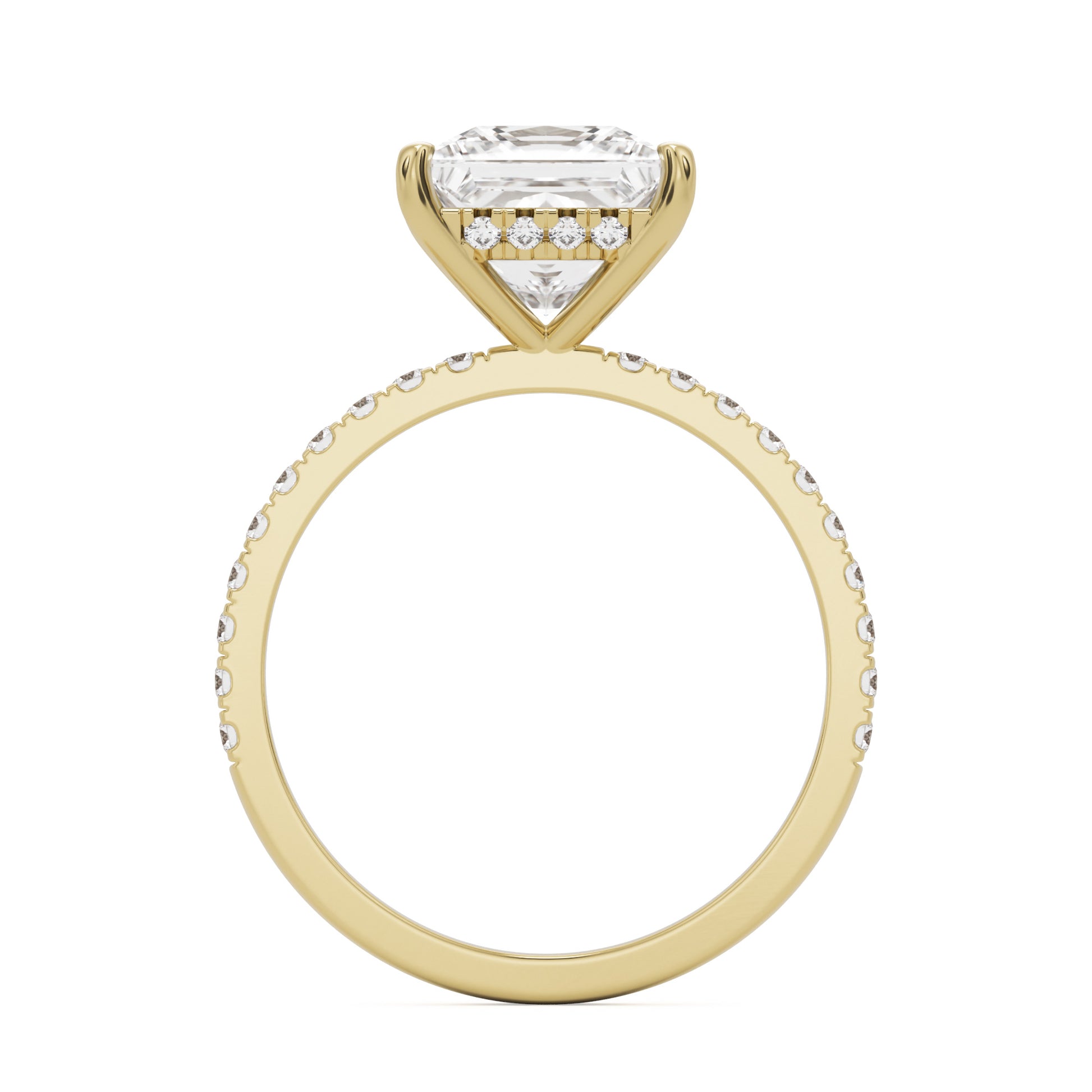 princess hidden halo pavé 14K yellow gold