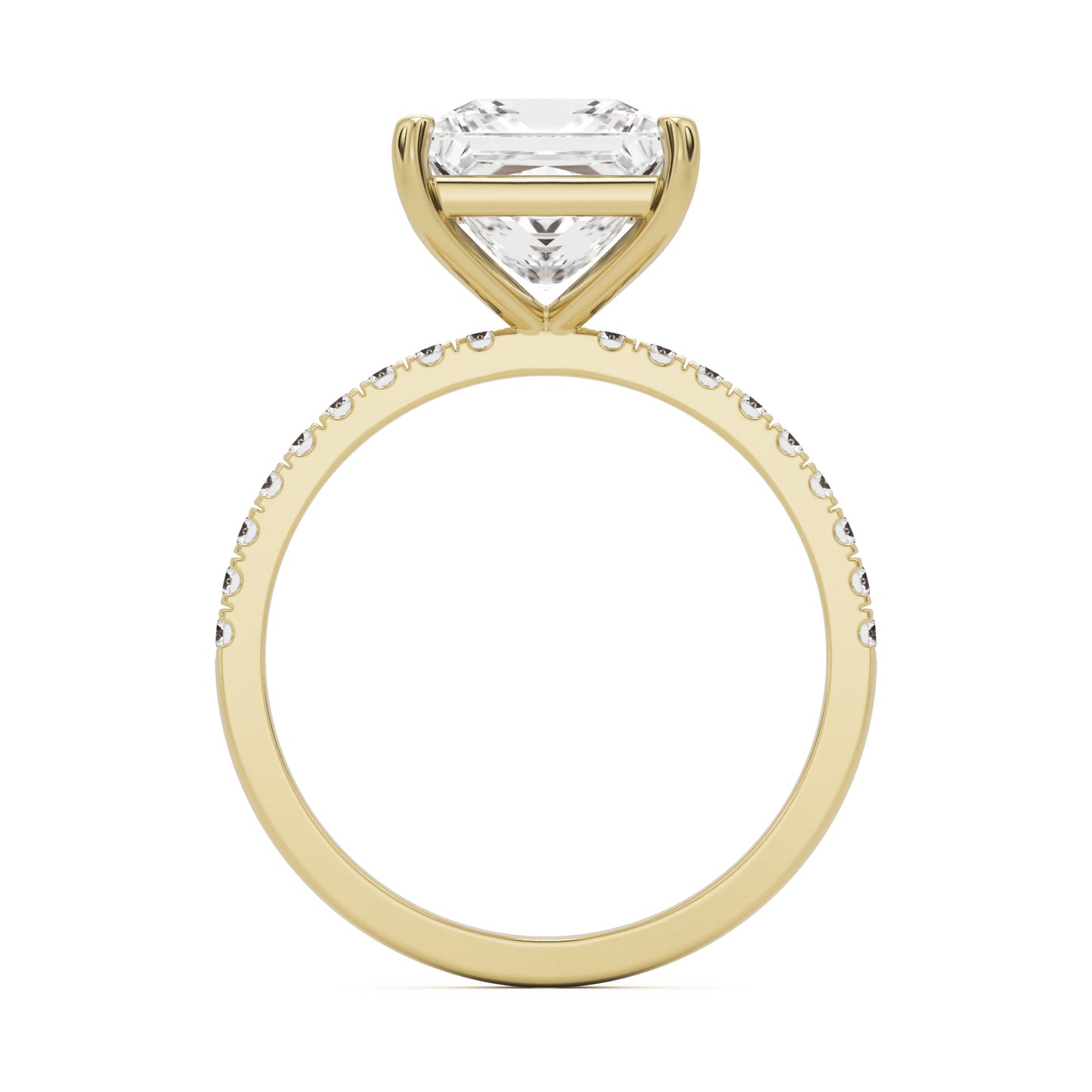 princess solitaire pavé 14k yellow gold