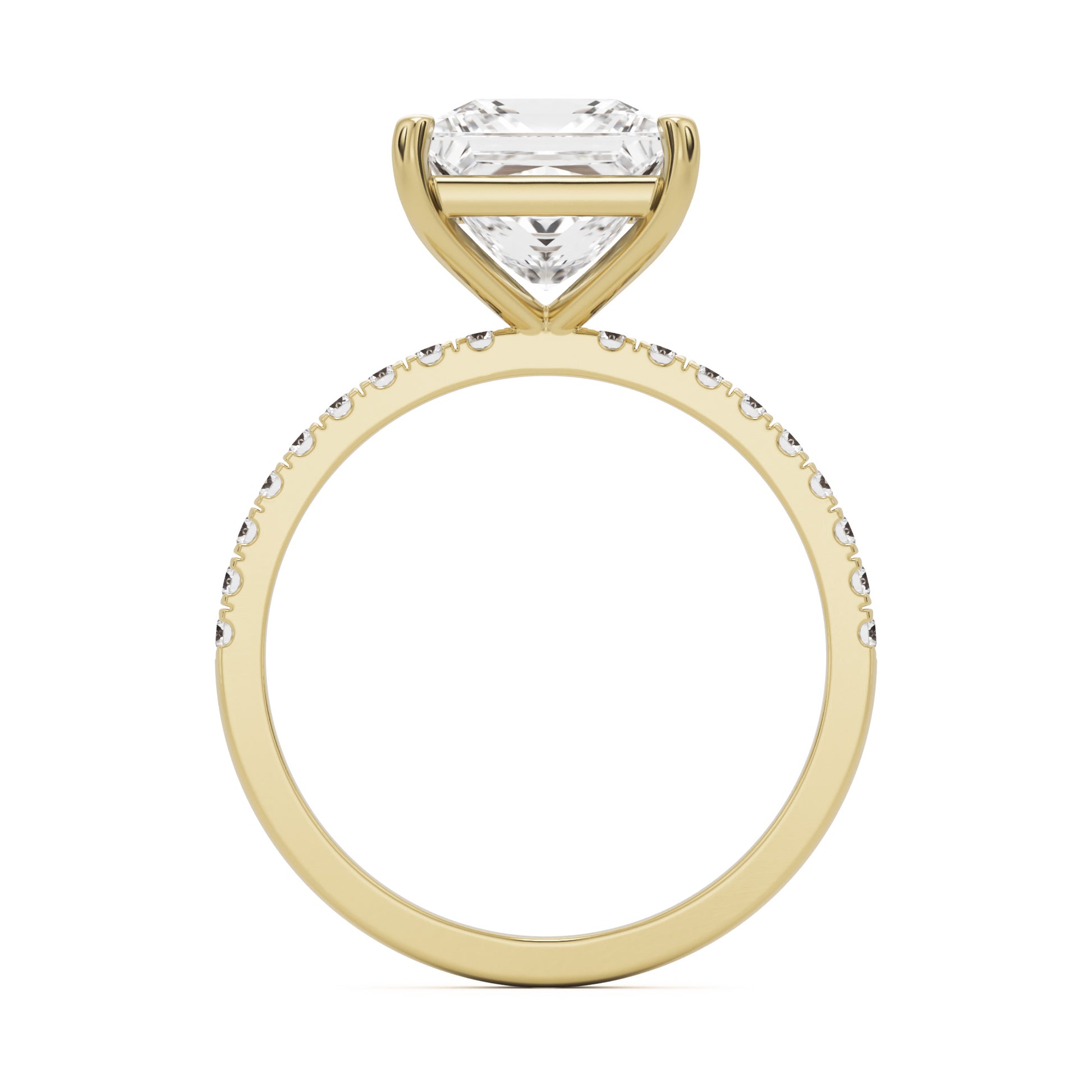 princess solitaire pavé 14k yellow gold