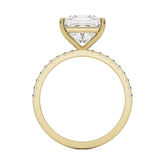 princess solitaire pavé 14k yellow gold