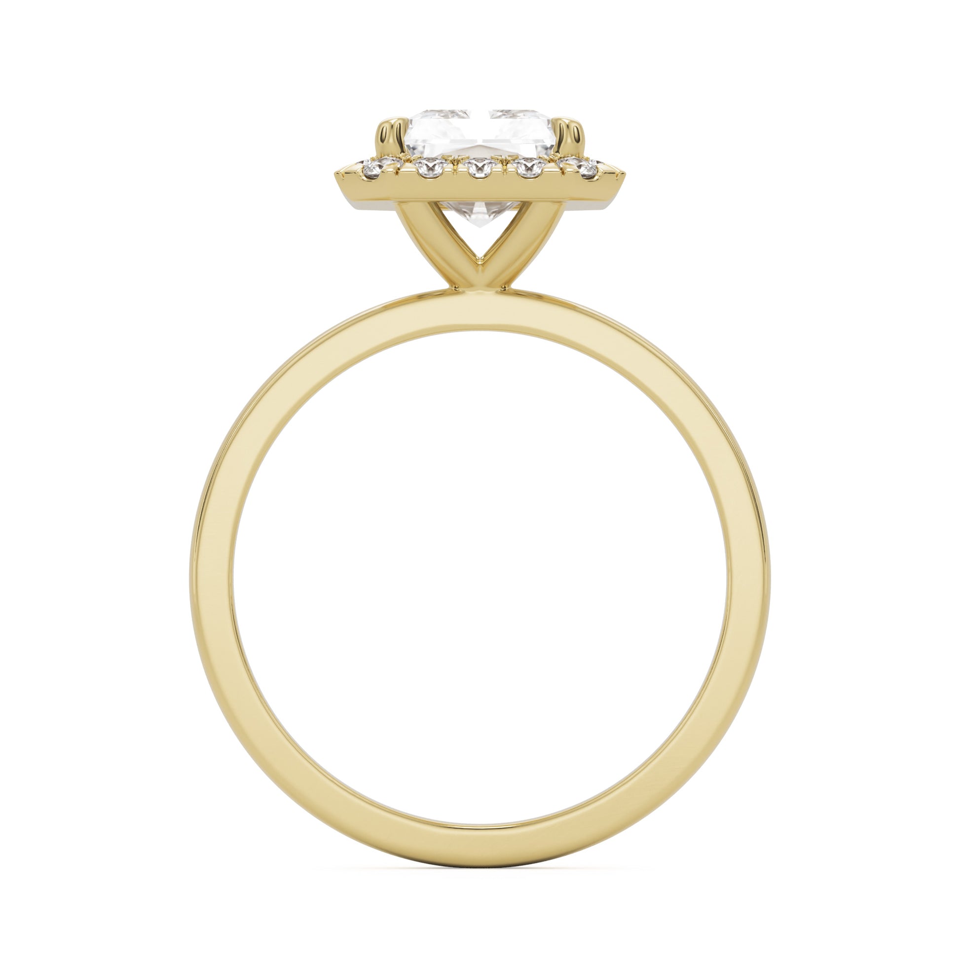 radiant moissanite halo 14k yellow gold
