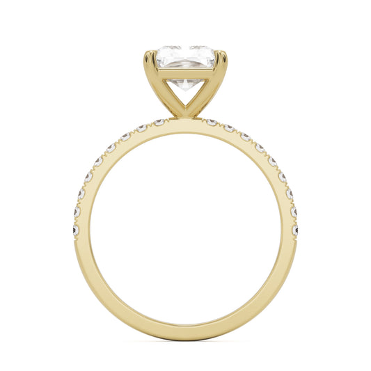 radiant moissanite pavé solitaire 14k yellow gold