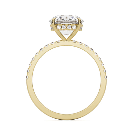 round solitaire hidden halo 14K yellow gold