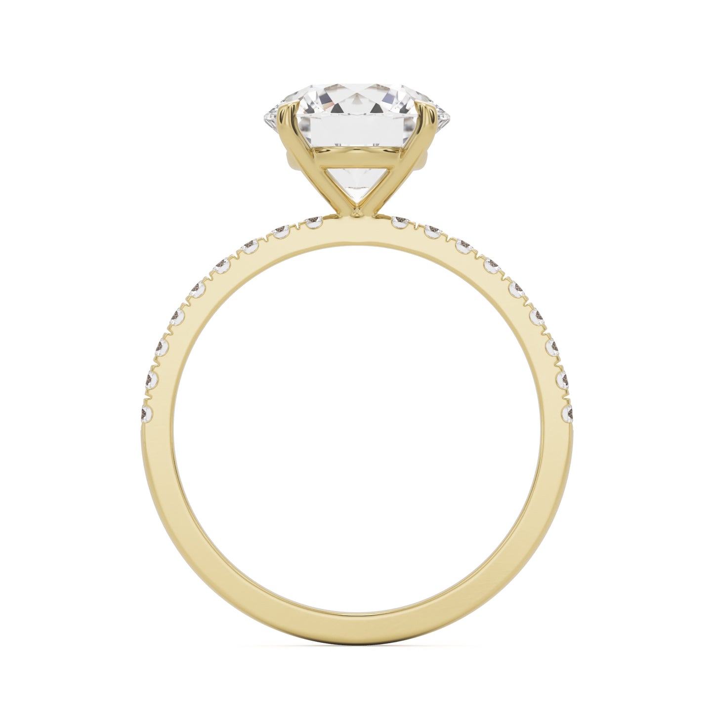 round solitaire pavé 14k yellow gold