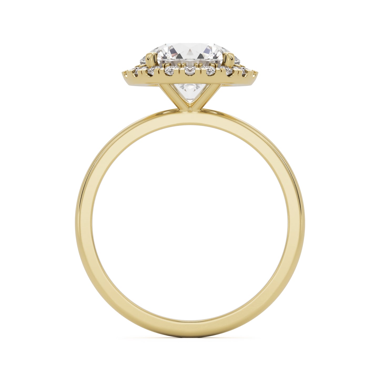 round solitaire halo 14K yellow gold