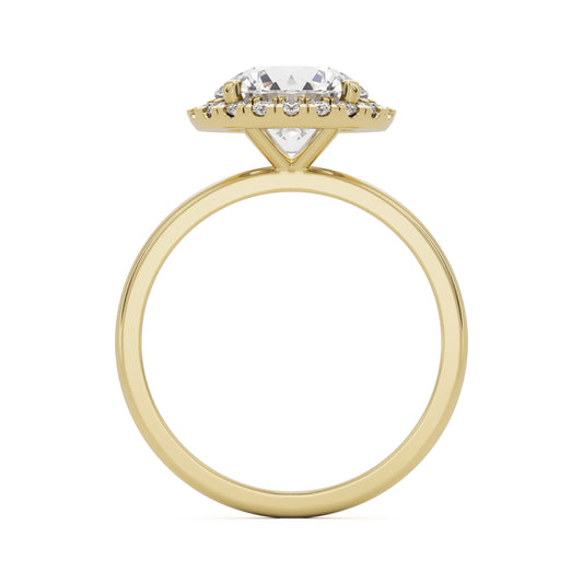 round solitaire halo 14K yellow gold