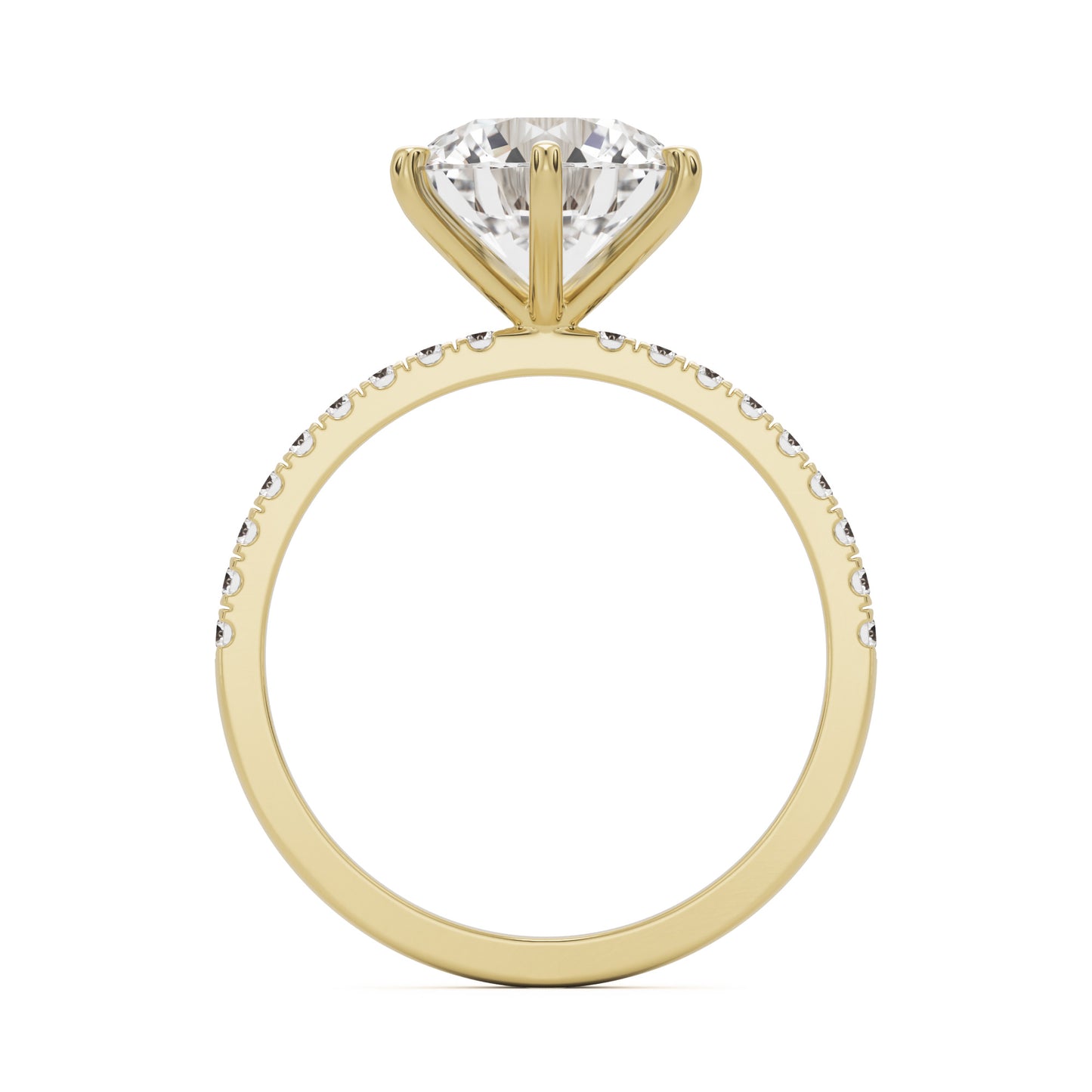 round solitaire pavé 14k yellow gold