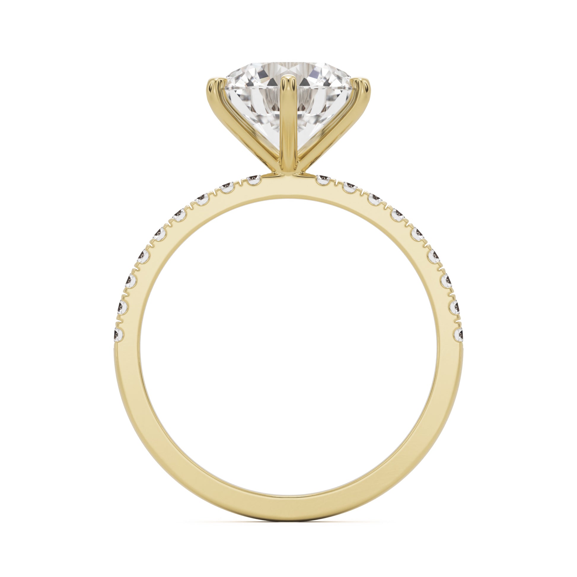 round solitaire pavé 14k yellow gold