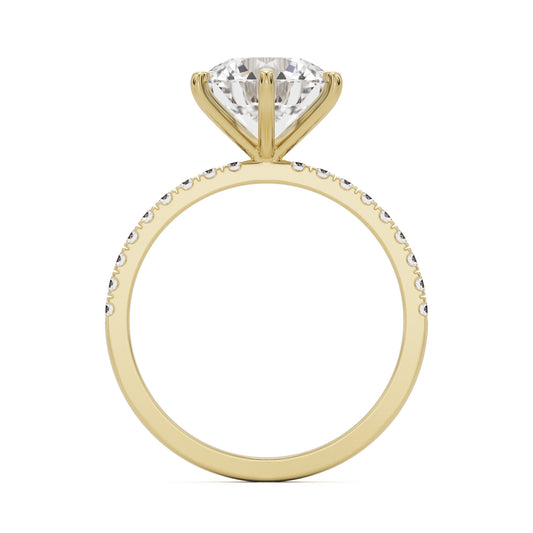 round solitaire pavé 14k yellow gold