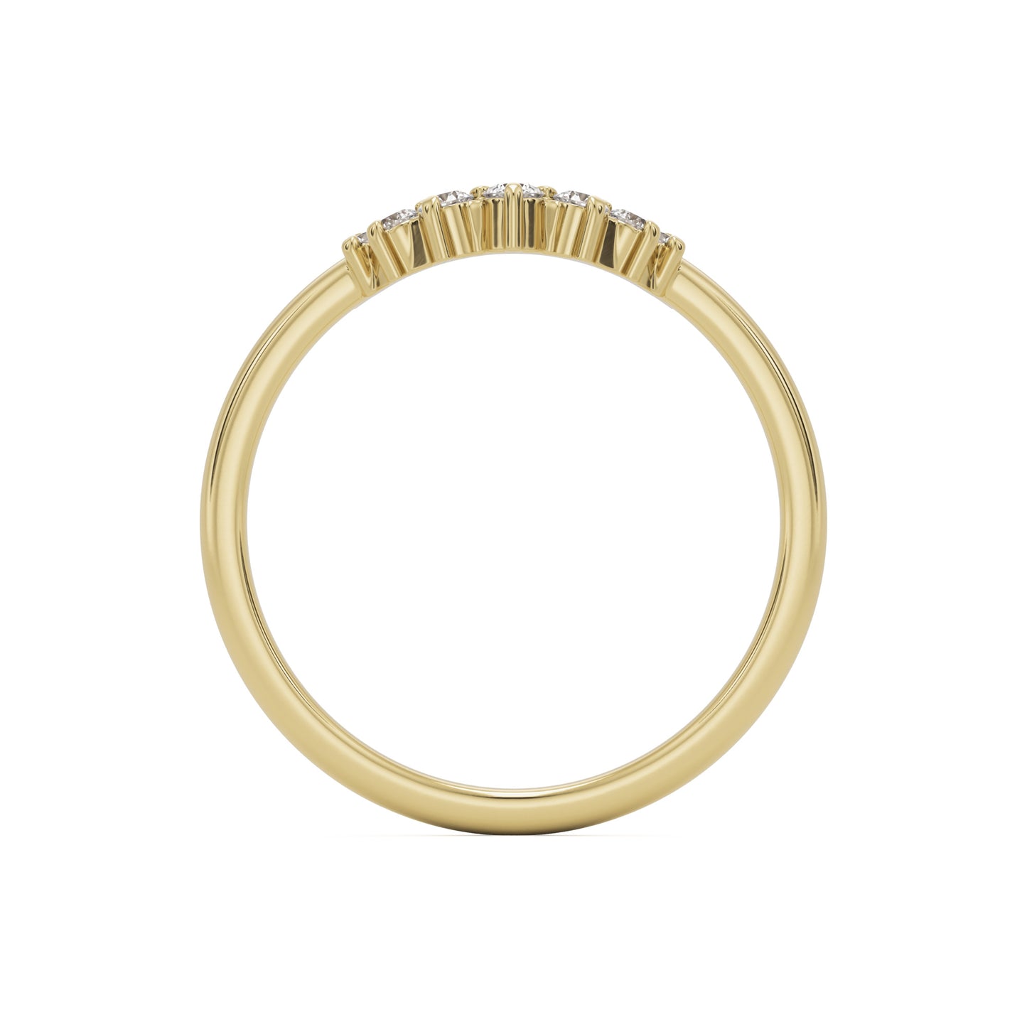 small curve pave wedding band 14k yellow gold
