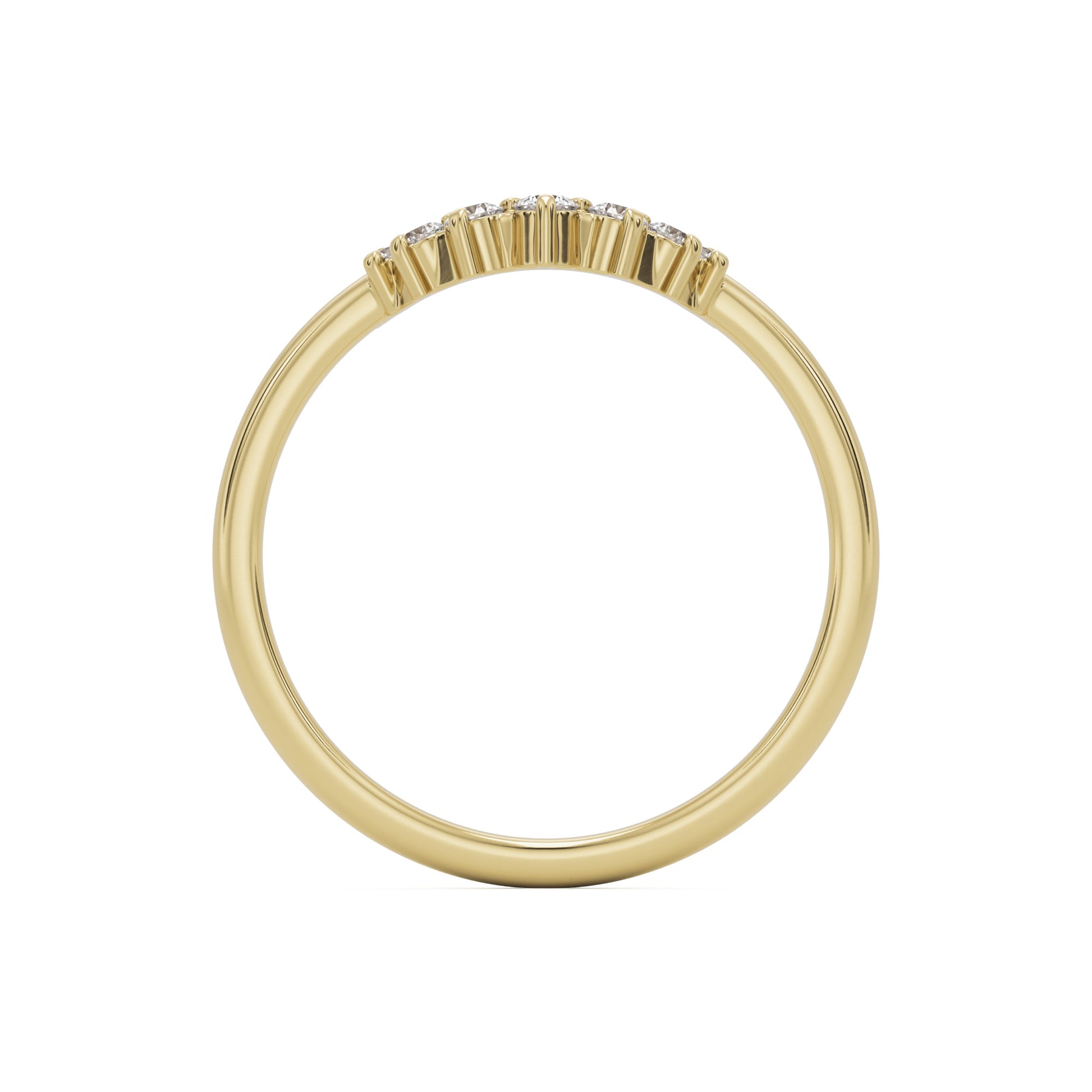 small curve pave wedding band 14k yellow gold