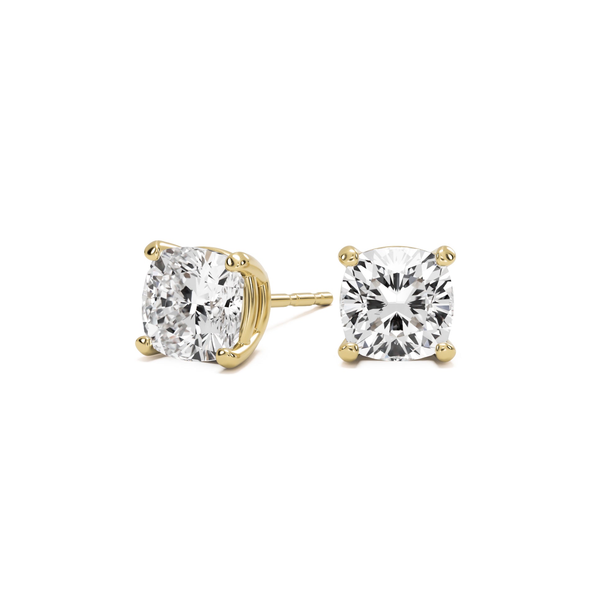 cushion stud earrings 14k yellow gold