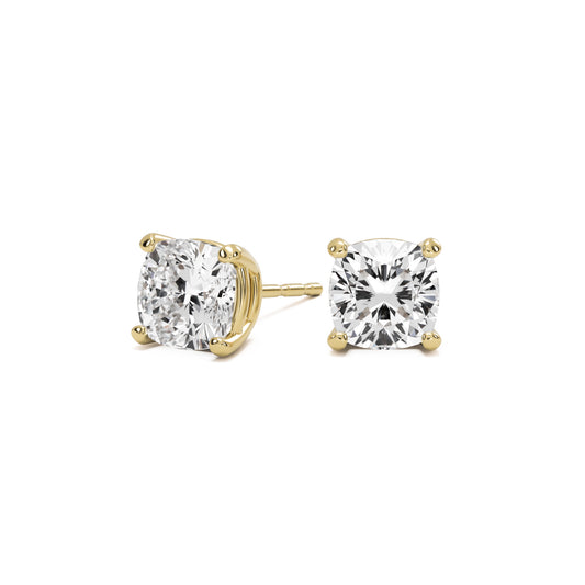 cushion stud earrings 14k yellow gold