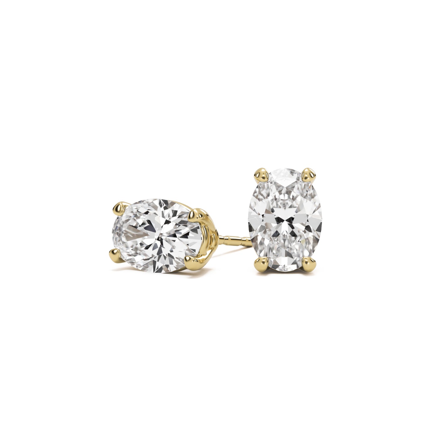 oval moissanite stud earrings 14k yellow gold
