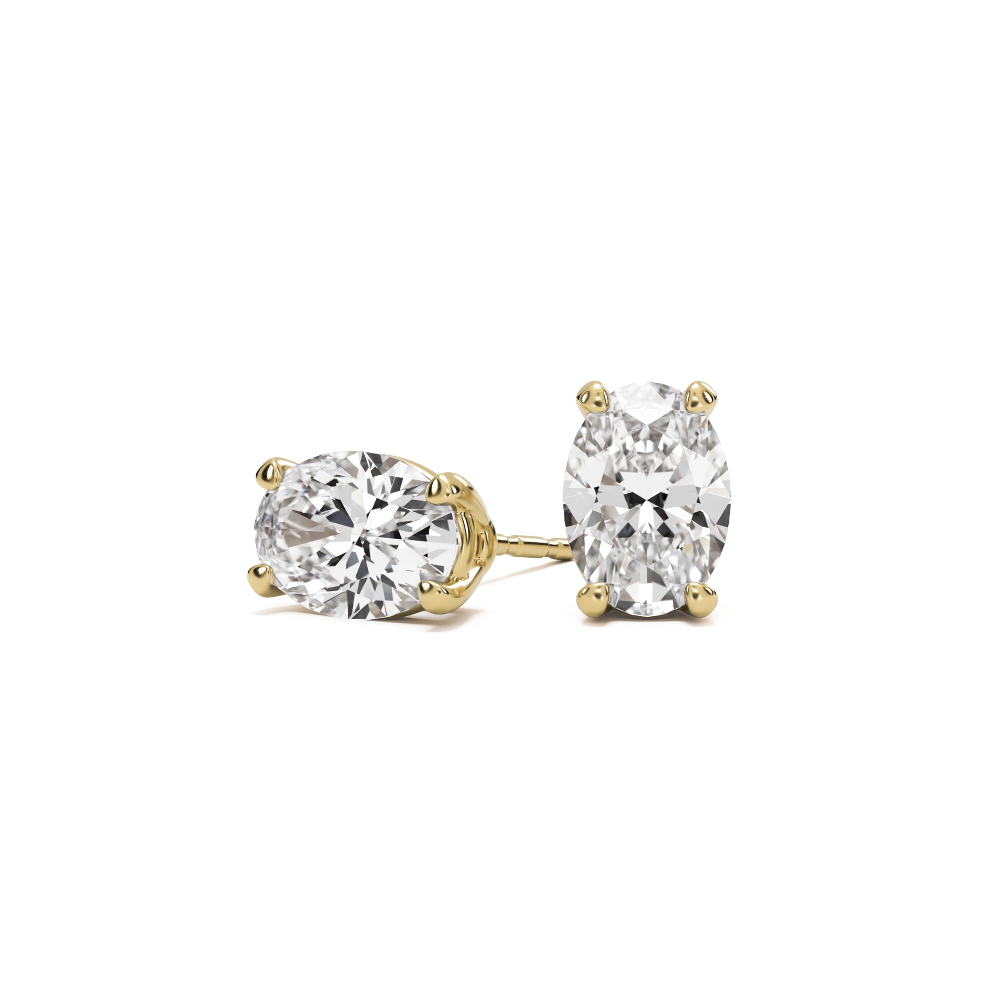 oval moissanite stud earrings 14k yellow gold