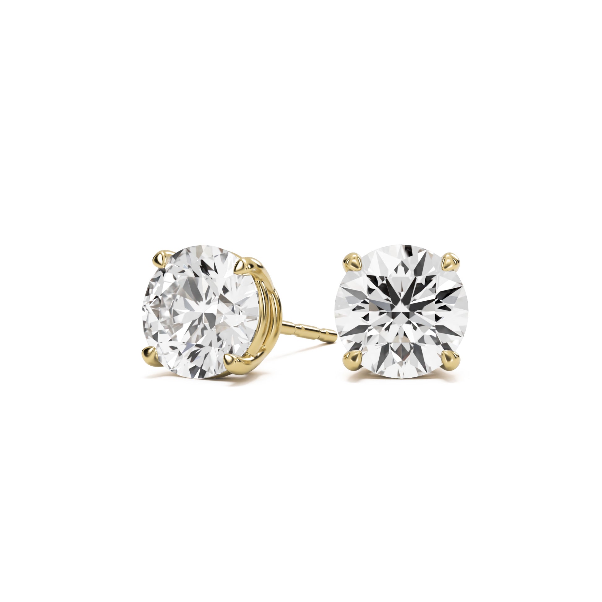 round moissanite stud earrings 14k yellow gold