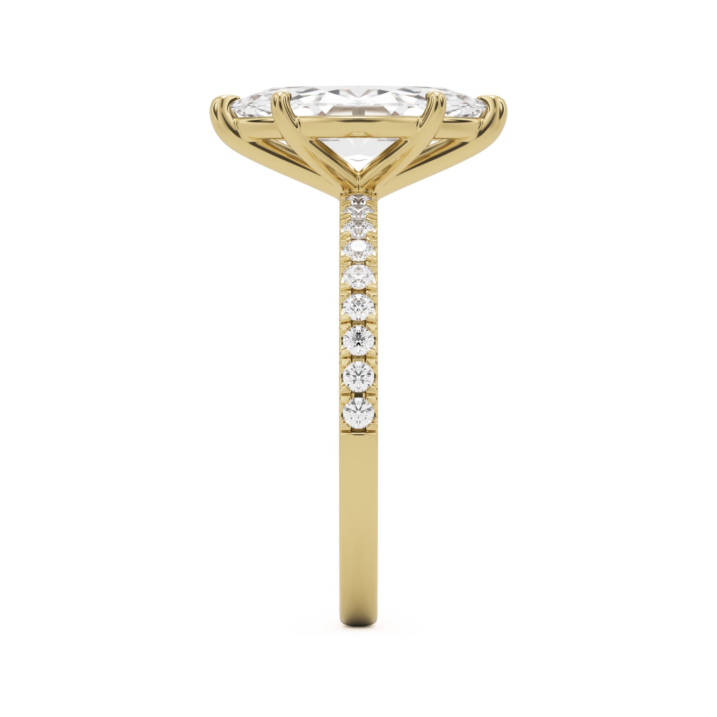 marquise moissanite pavé solitaire 14k yellow gold