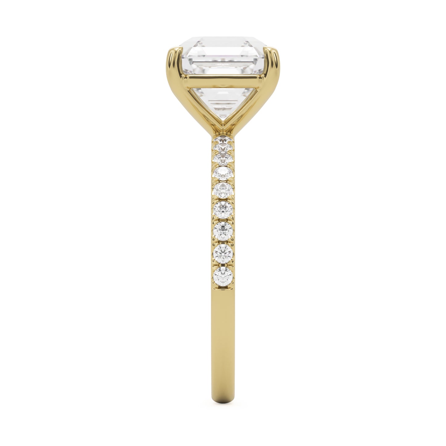 asscher pavé solitaire 14k yellow gold