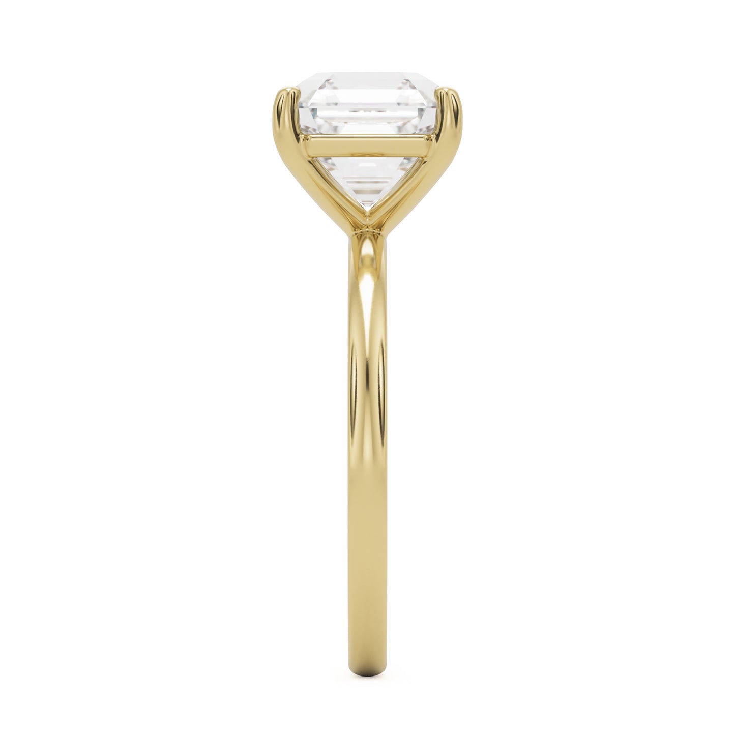asscher plain 14k yellow gold