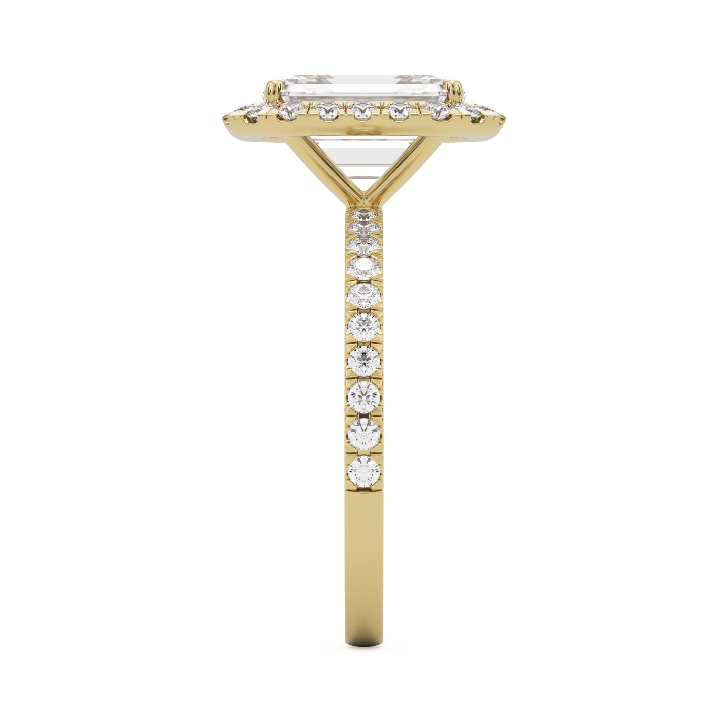 emerald halo pavé 14K yellow gold