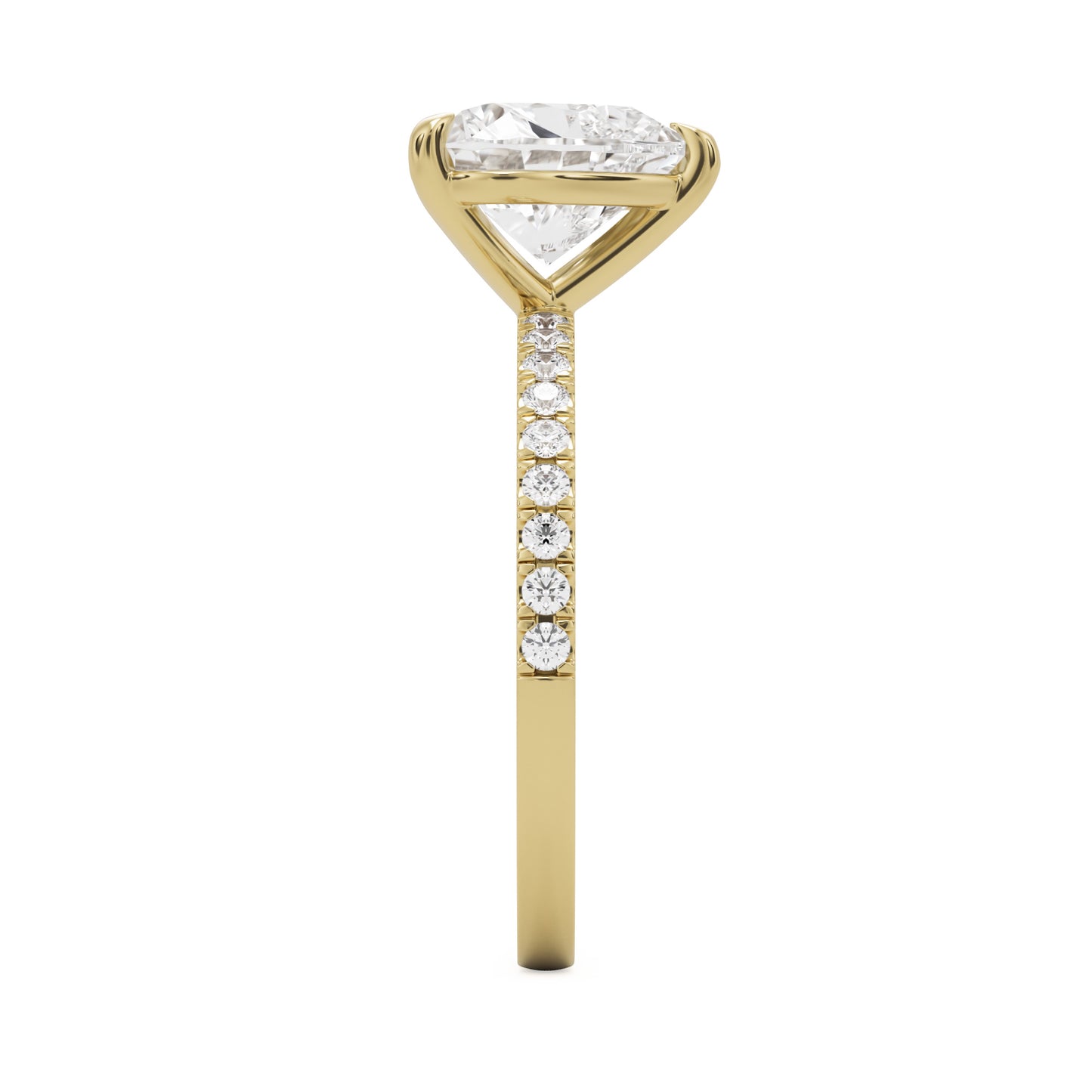 heart moissanite pavé solitaire 14k yellow gold