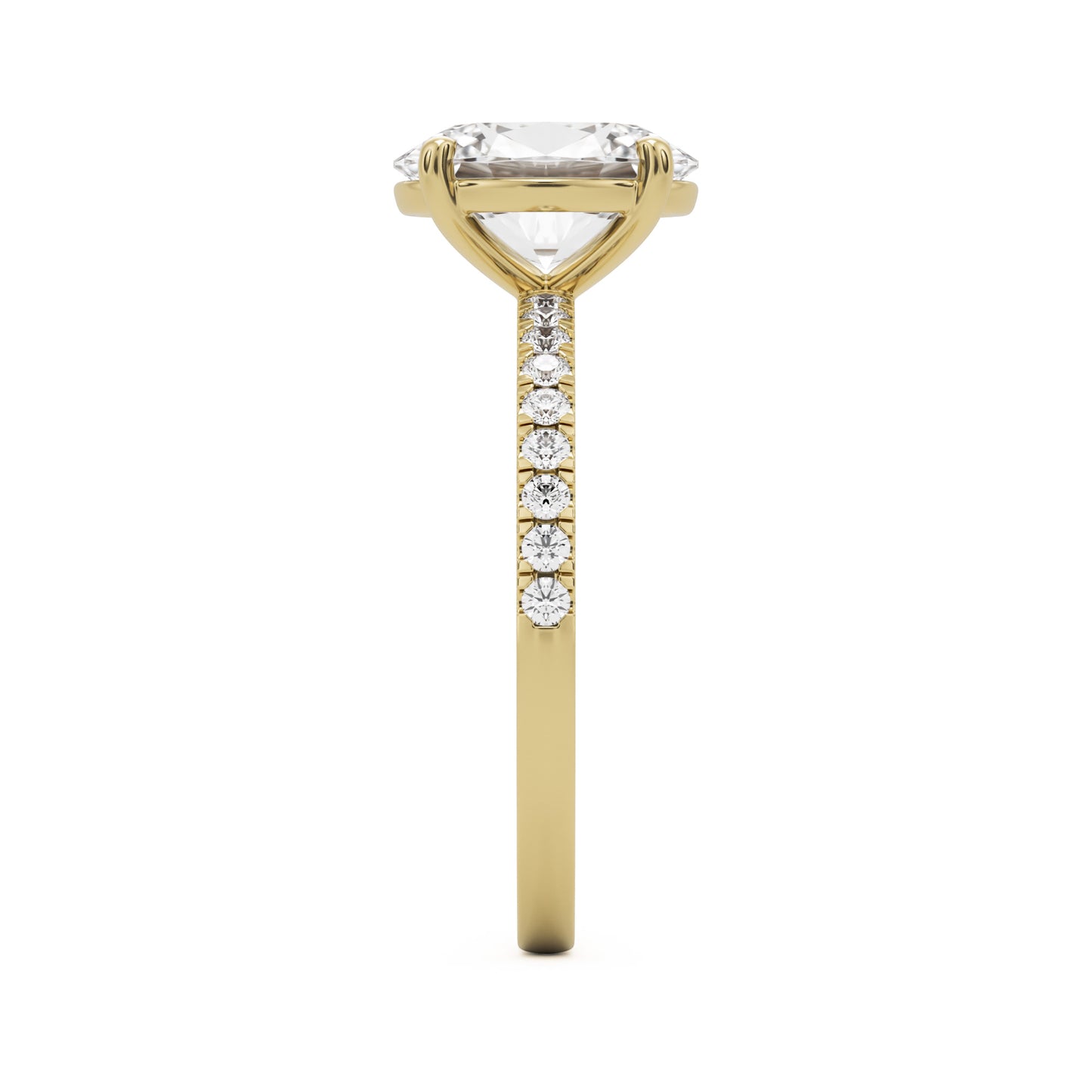 oval solitaire pave 14k yellow gold