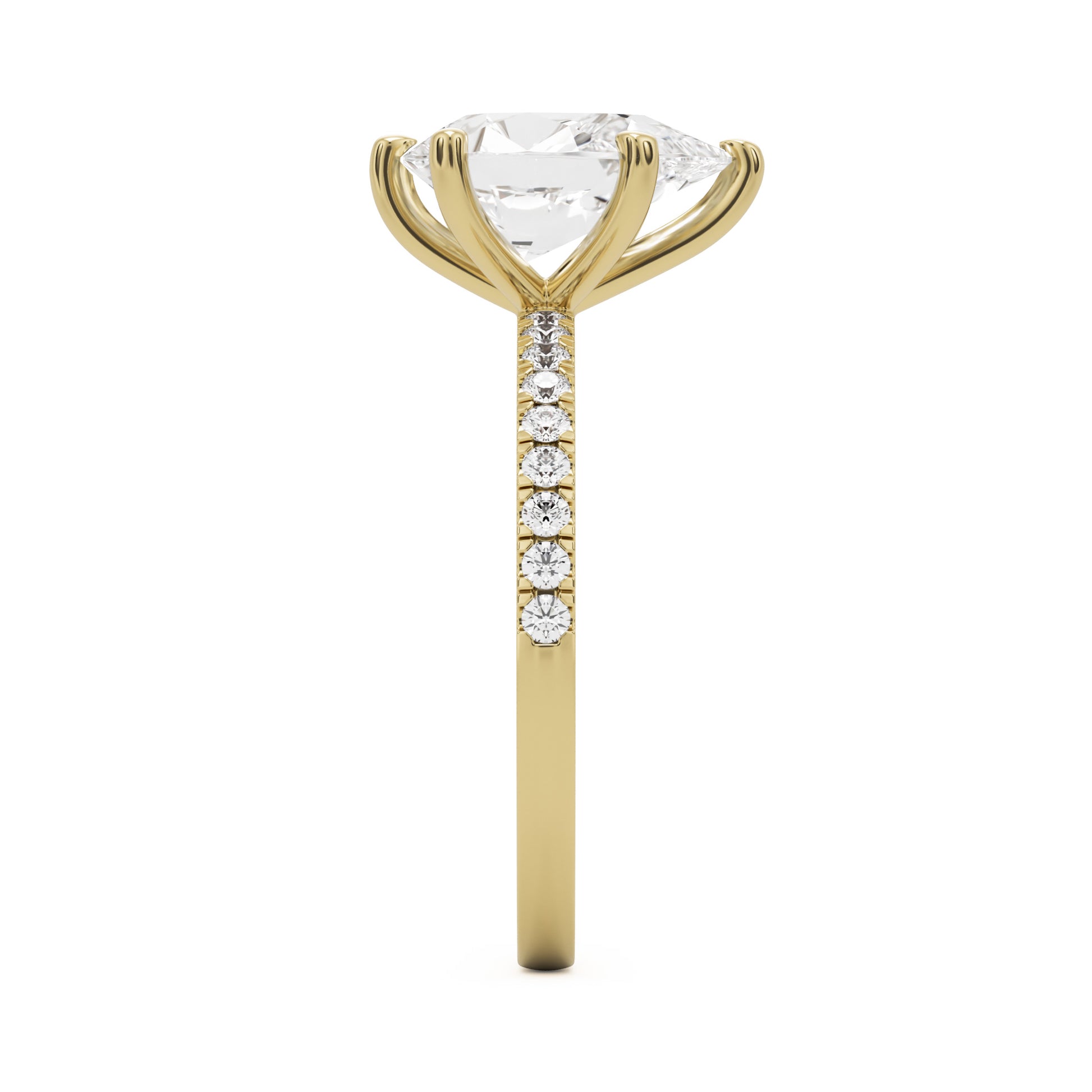 pear solitaire pavé 14k yellow gold