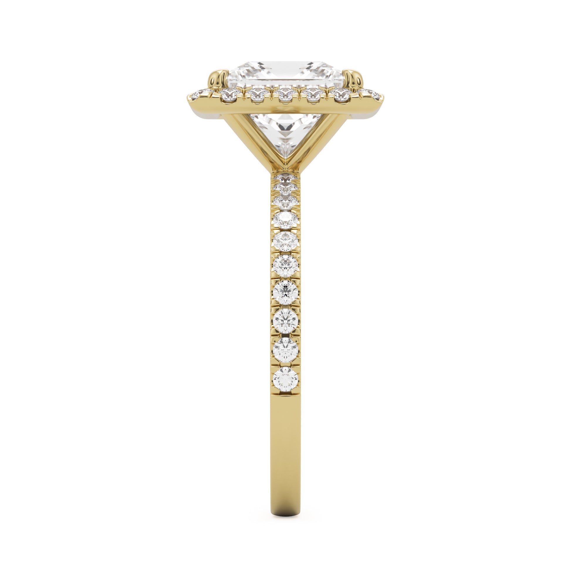 princess halo pavé 14K yellow gold