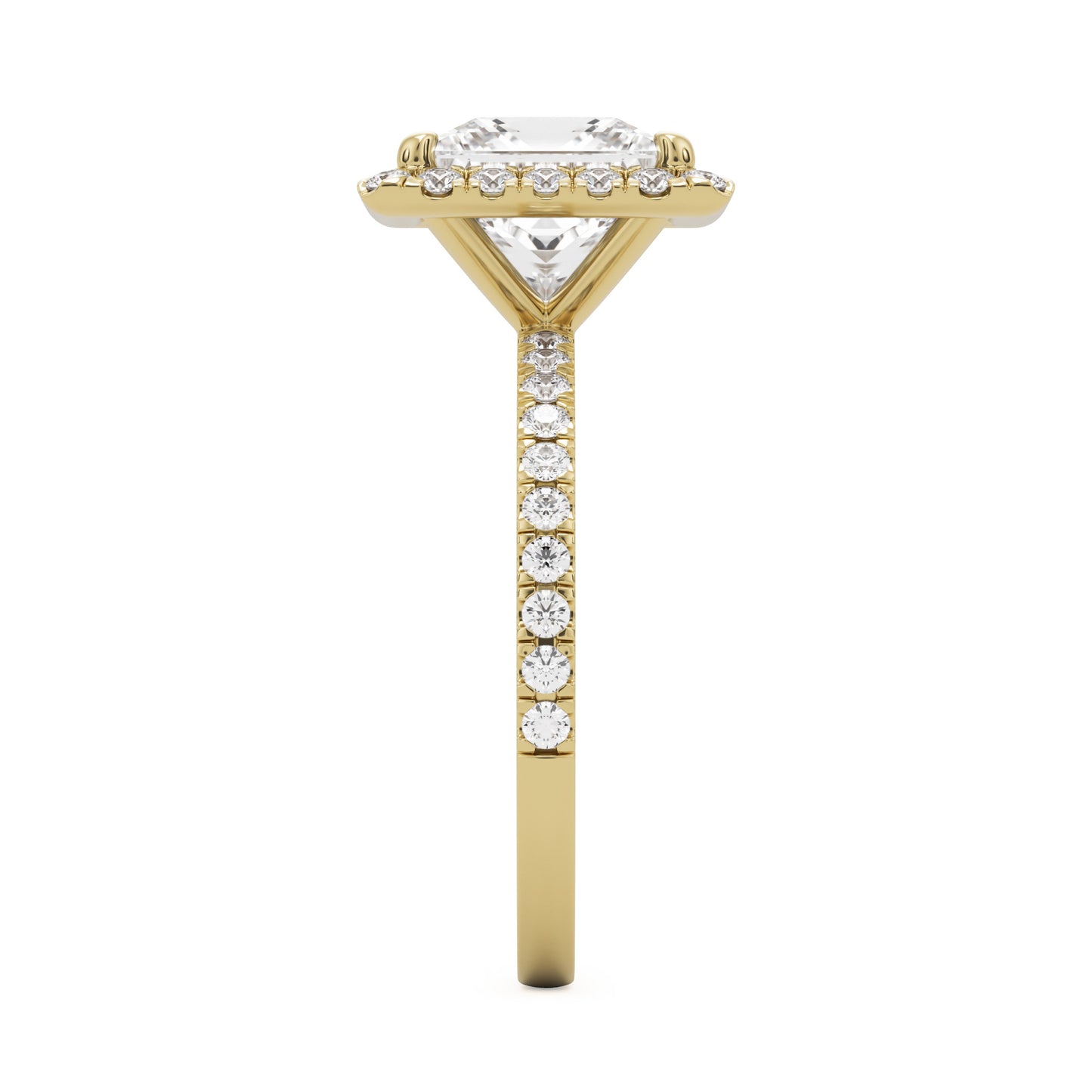 princess halo pavé 14K yellow gold