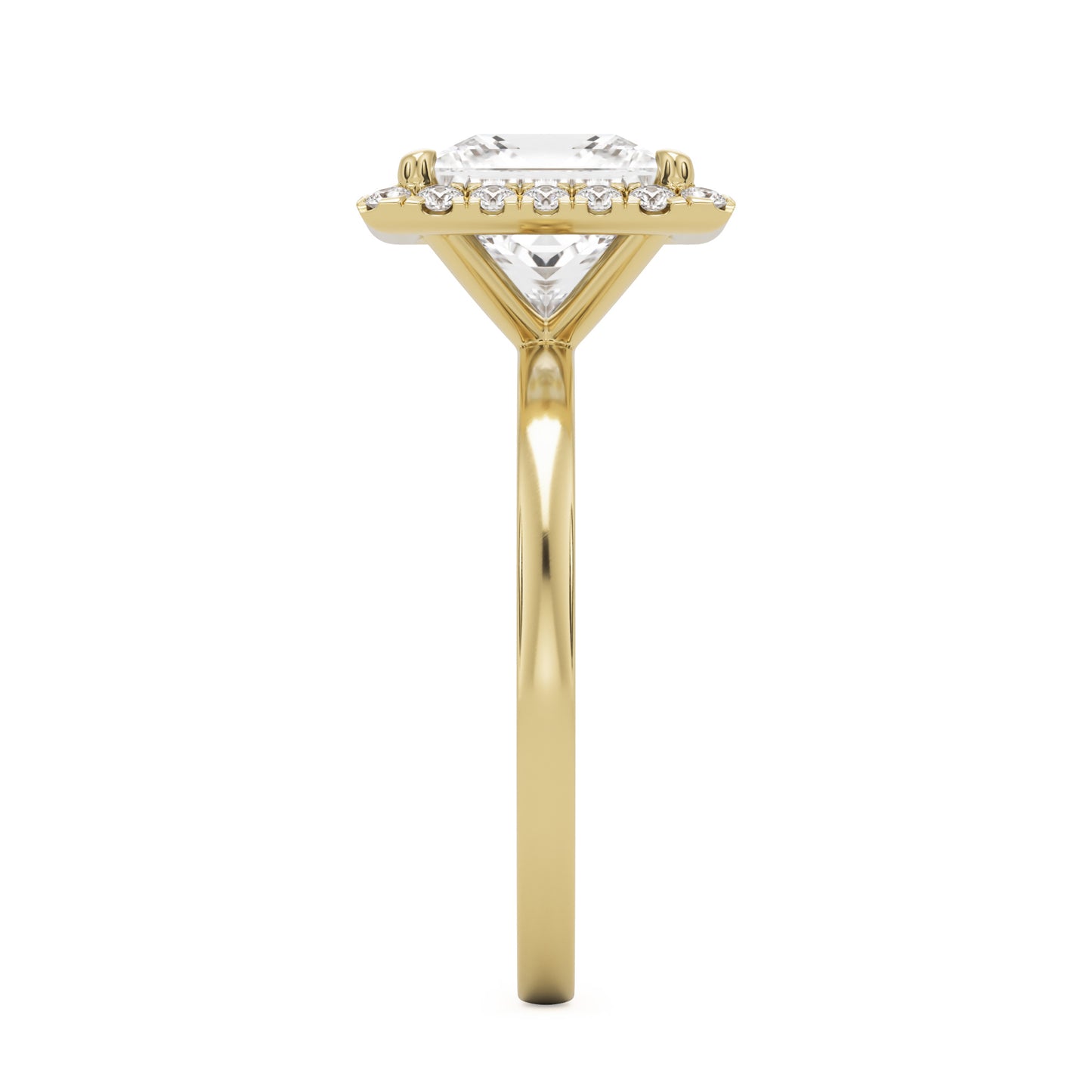 princess halo 14K yellow gold