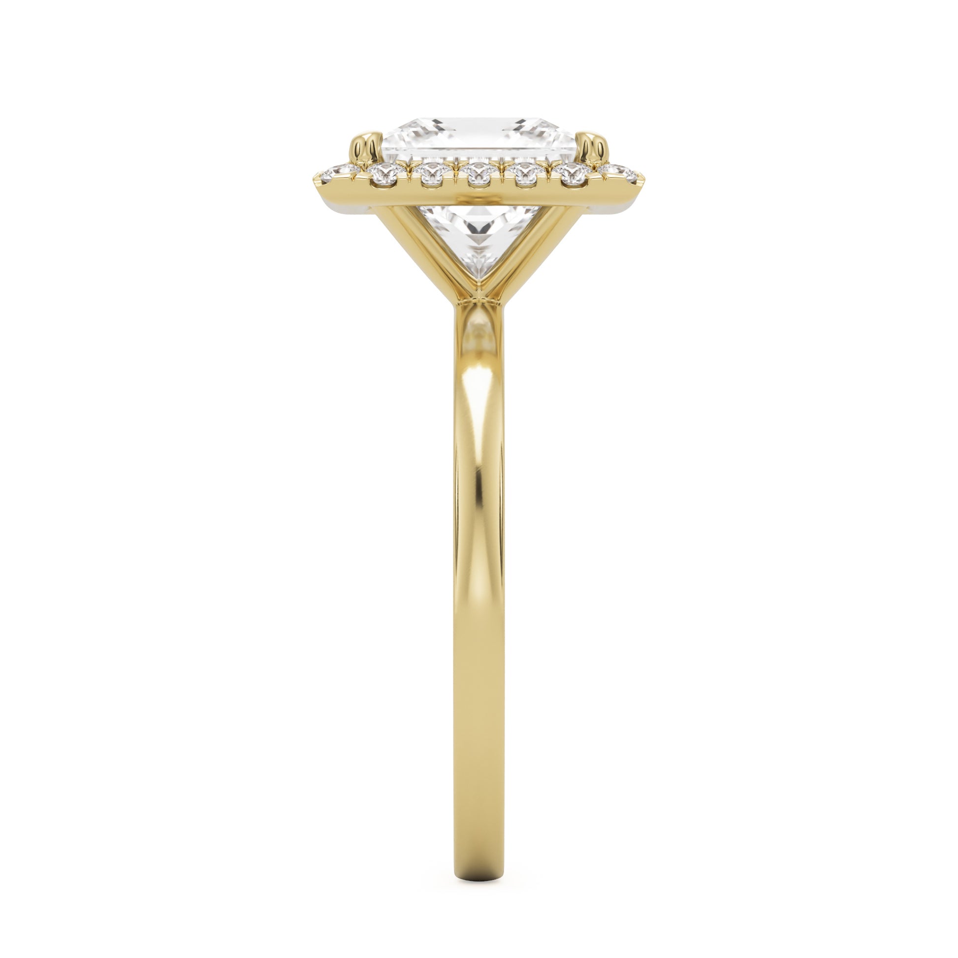 princess halo 14K yellow gold