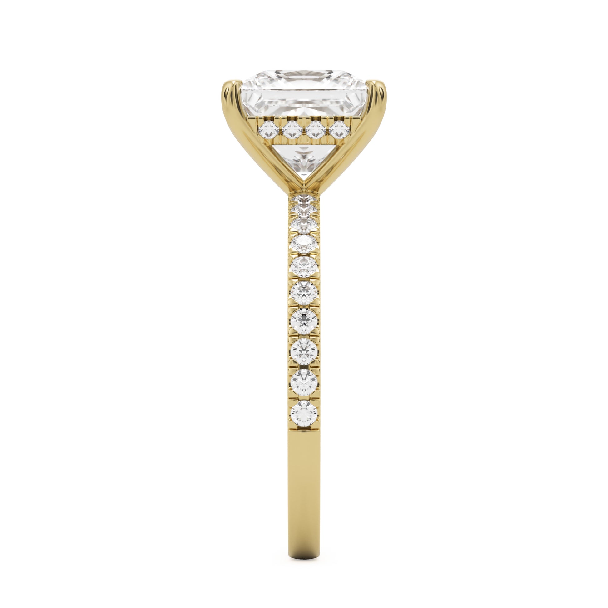 princess hidden halo pavé 14K yellow gold