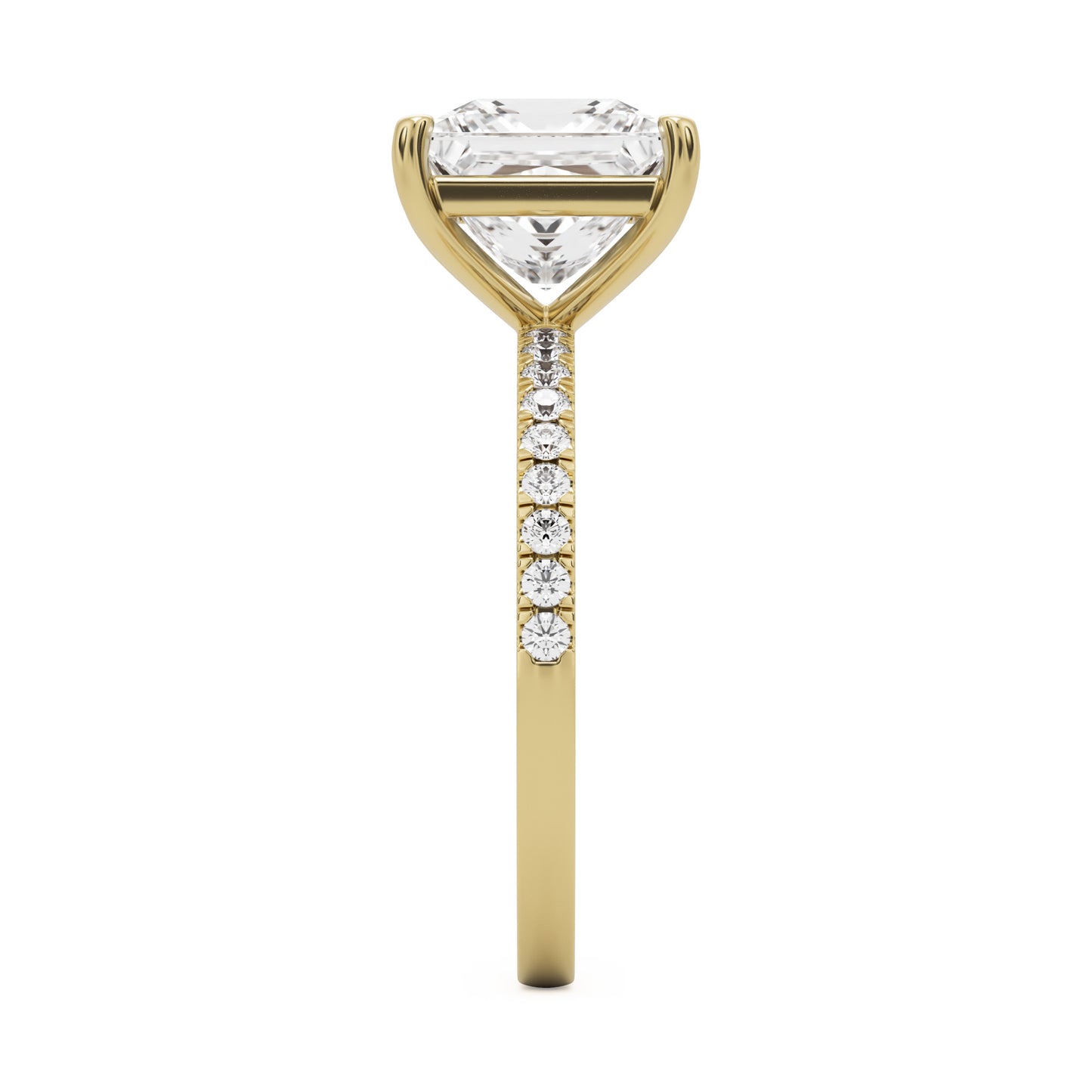 princess solitaire pavé 14k yellow gold