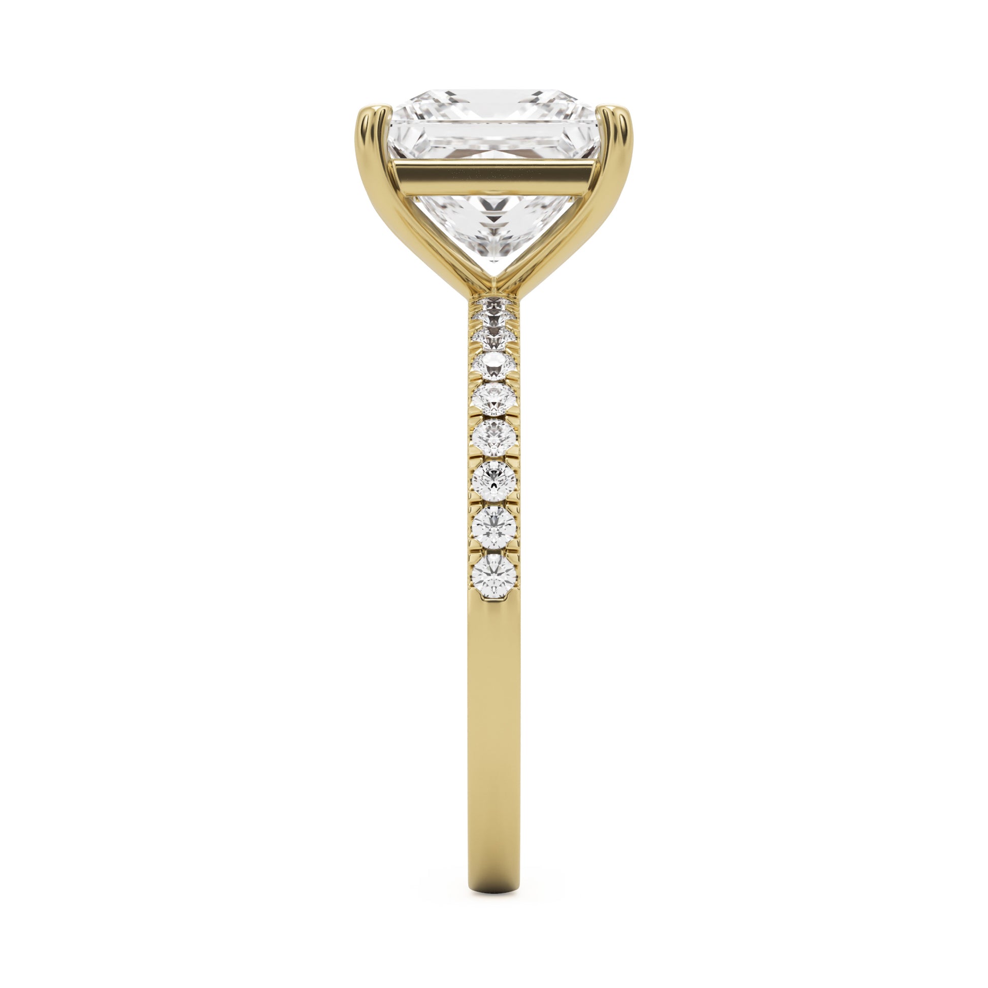 princess solitaire pavé 14k yellow gold