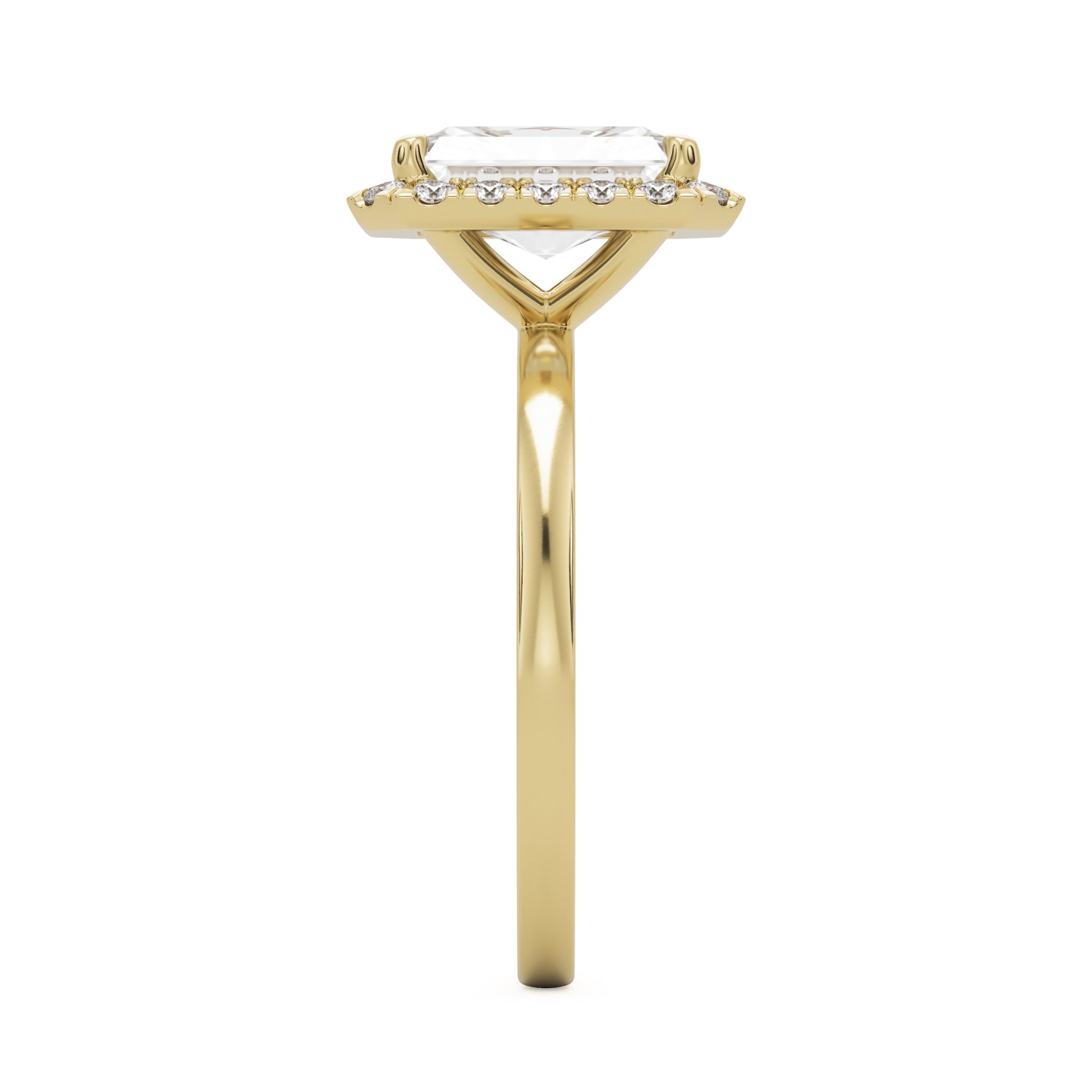 radiant moissanite halo 14k yellow gold