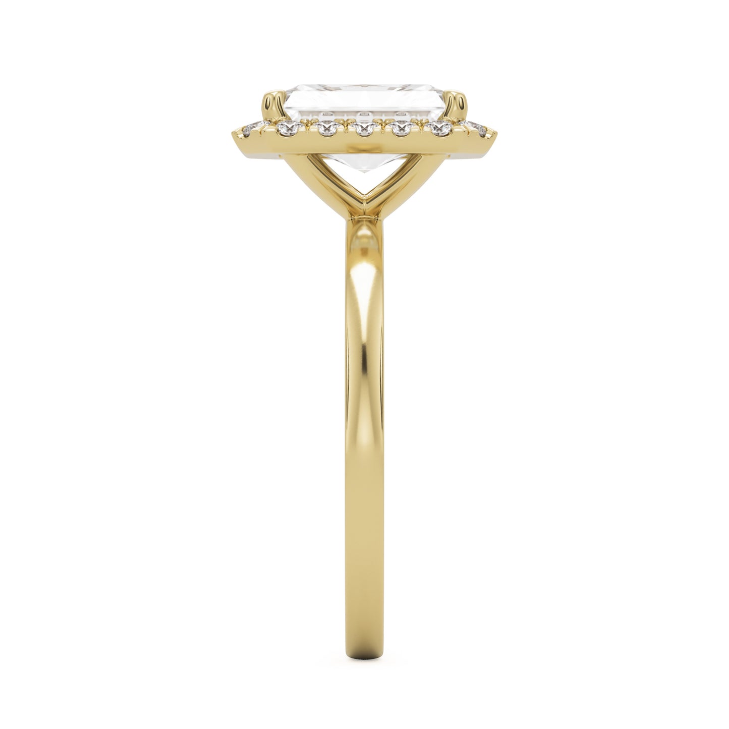 radiant moissanite halo 14k yellow gold