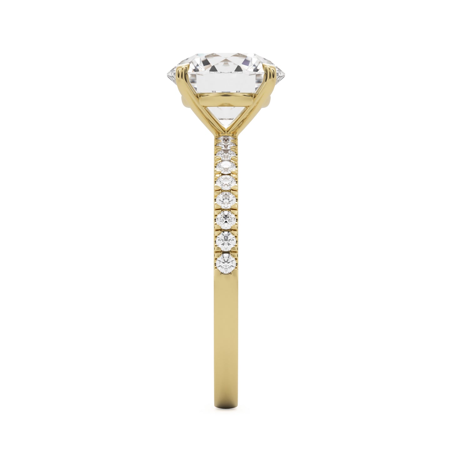 round solitaire pavé 14k yellow gold