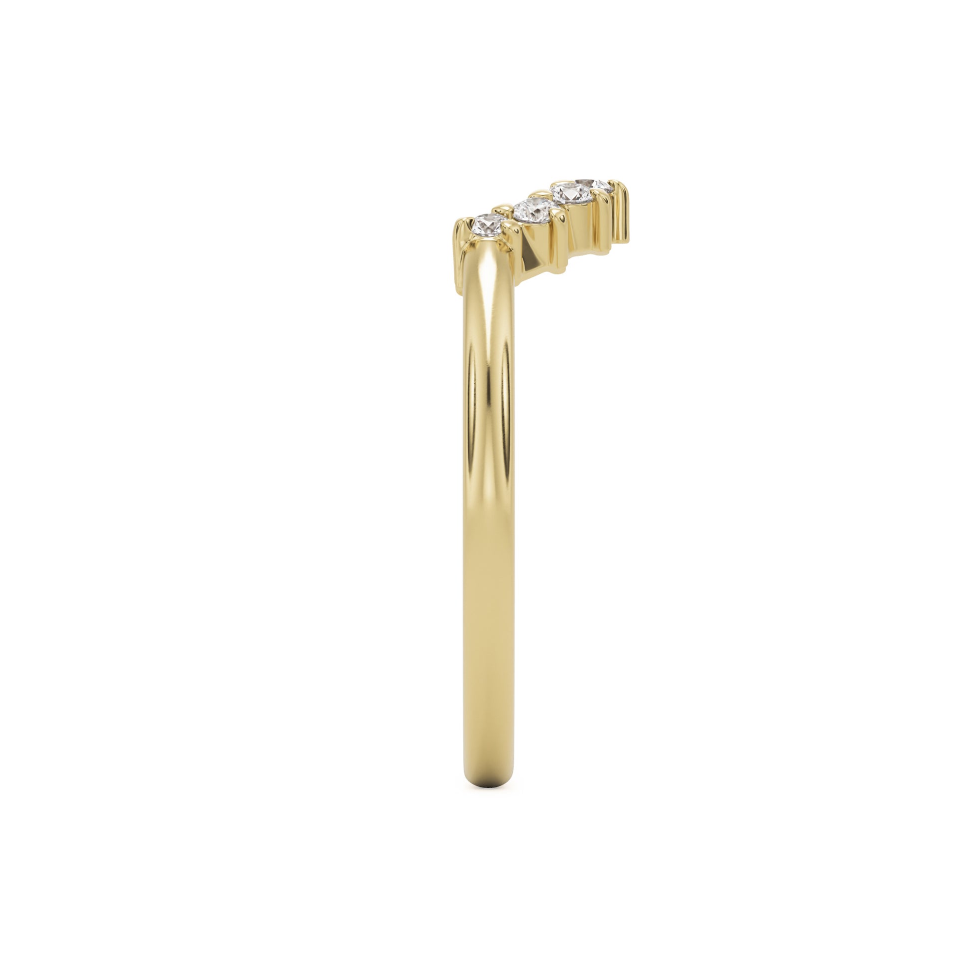 small curve pave wedding band 14k yellow gold