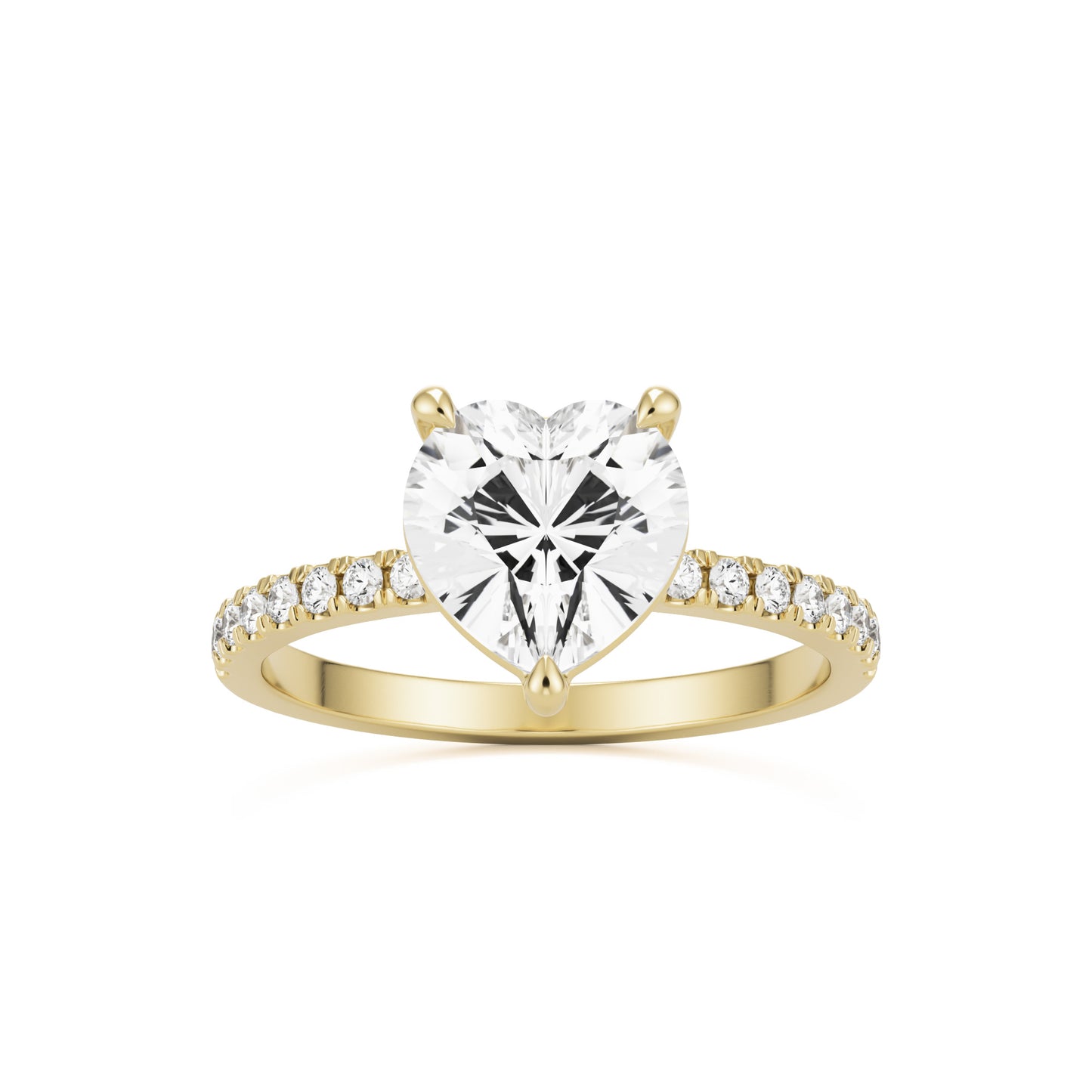 heart moissanite pavé solitaire 14k yellow gold