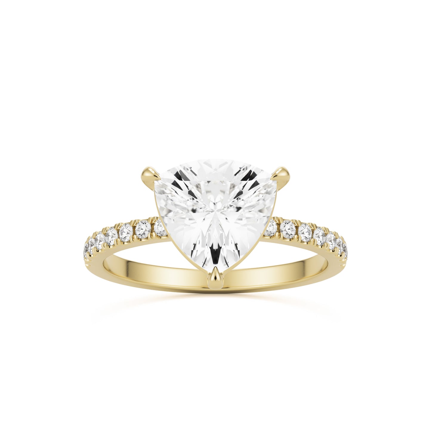 trillion pavé solitaire 14k yellow gold