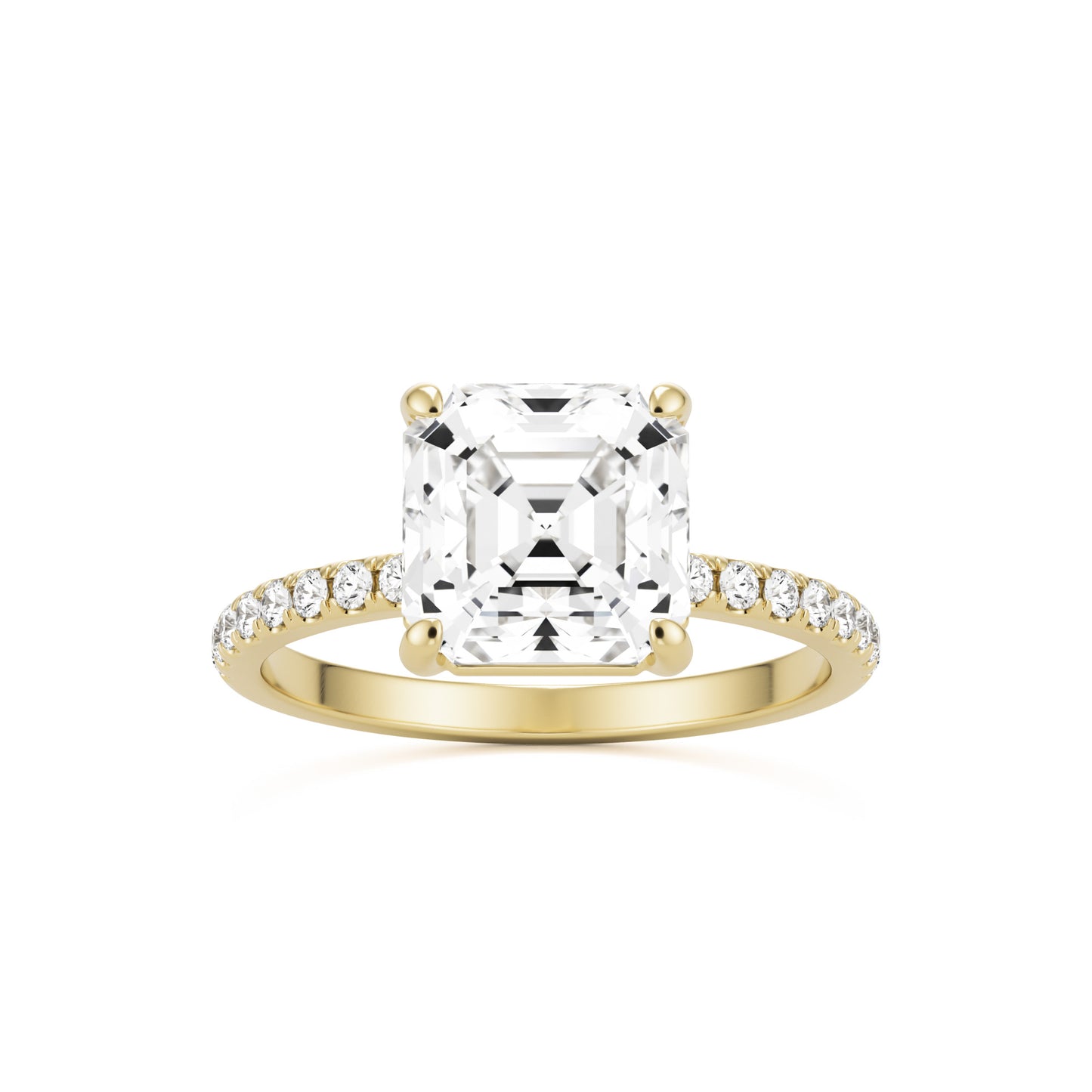 asscher pavé solitaire 14k yellow gold