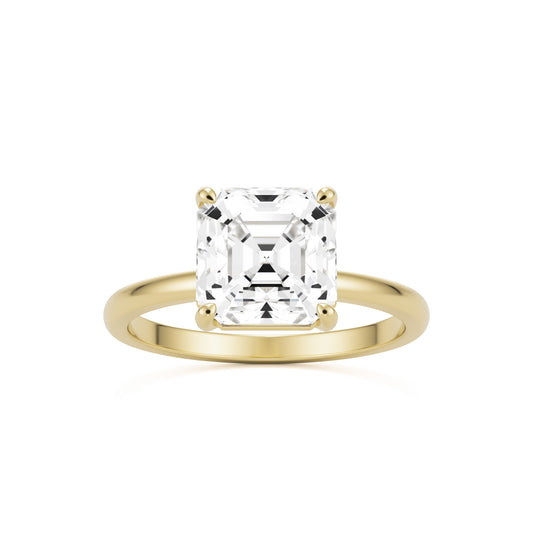 asscher plain 14k yellow gold
