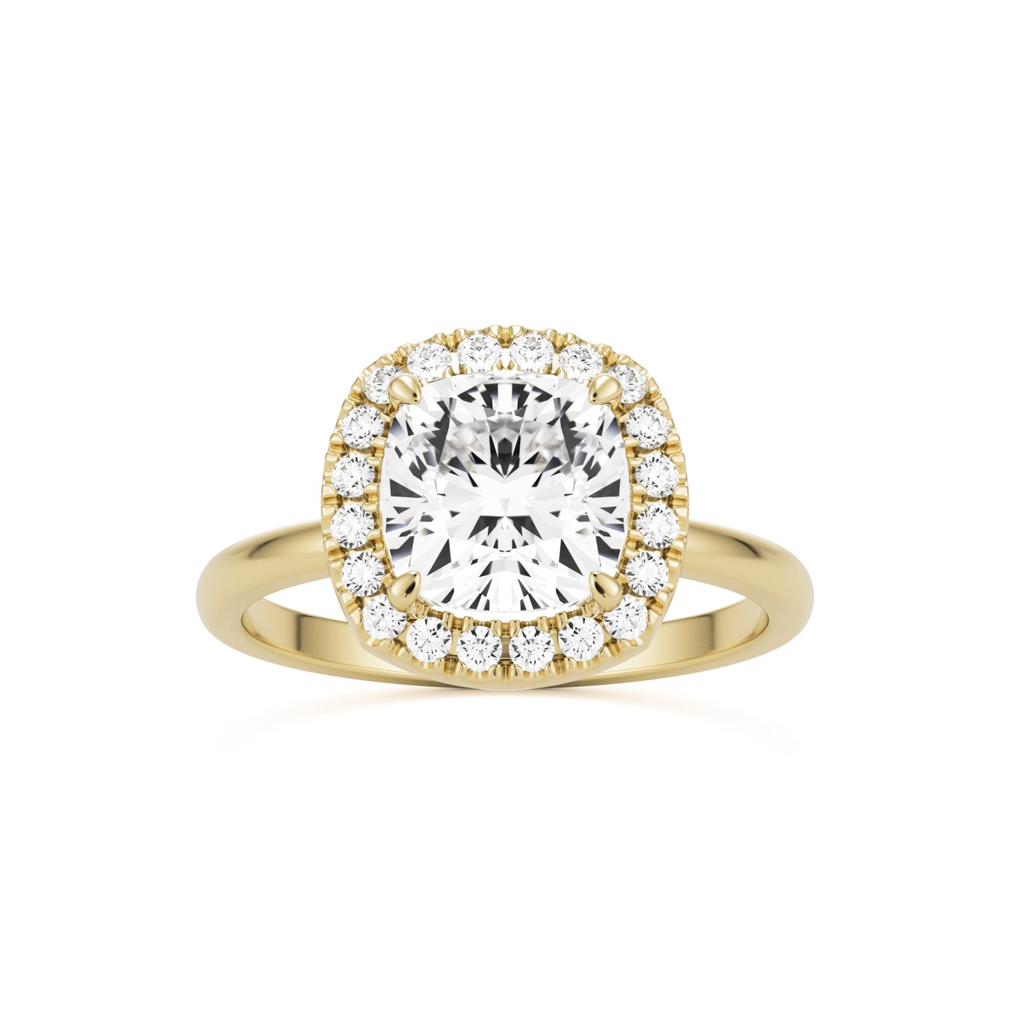 cushion halo 14k yellow gold