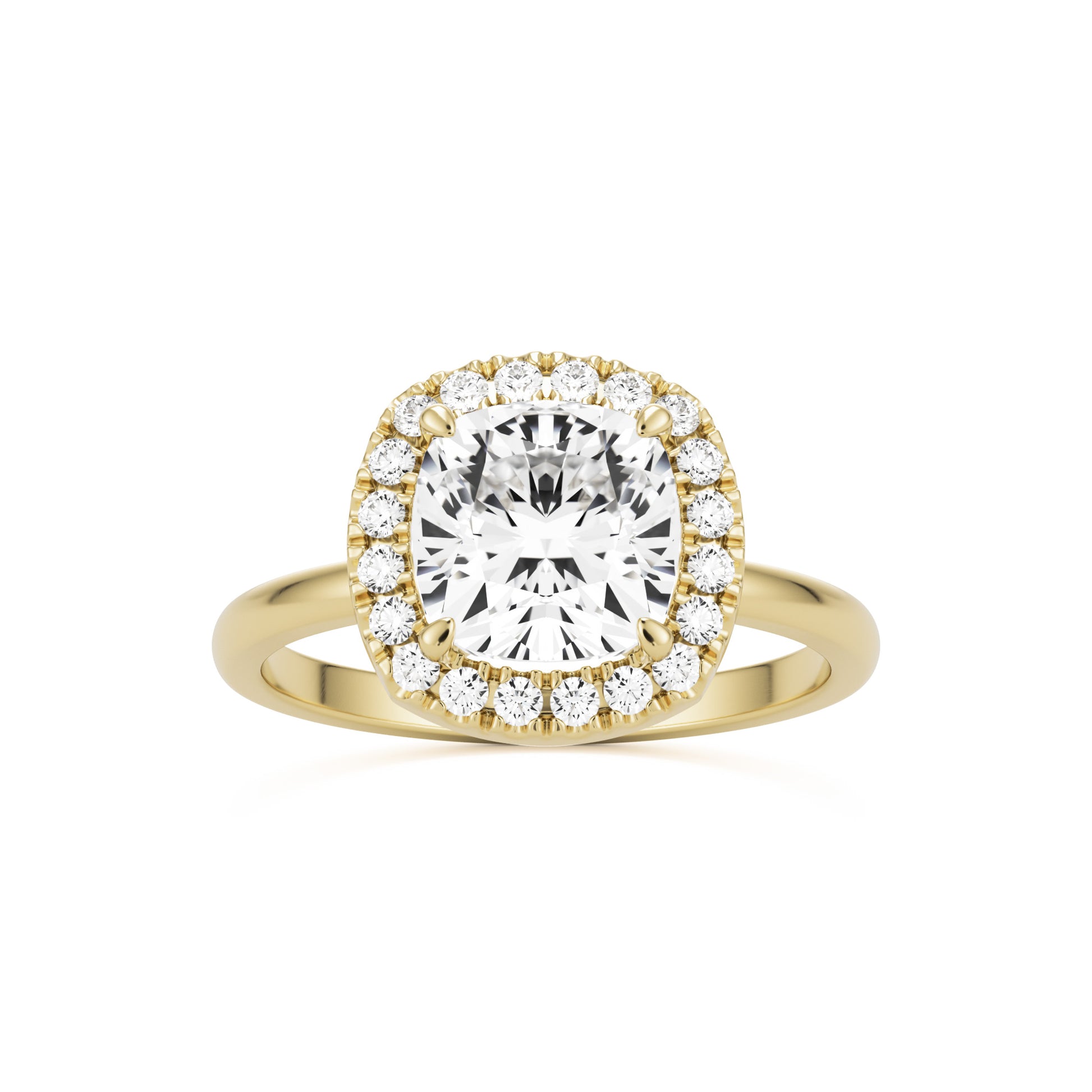 cushion halo 14k yellow gold