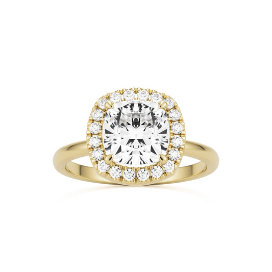 cushion halo 14k yellow gold