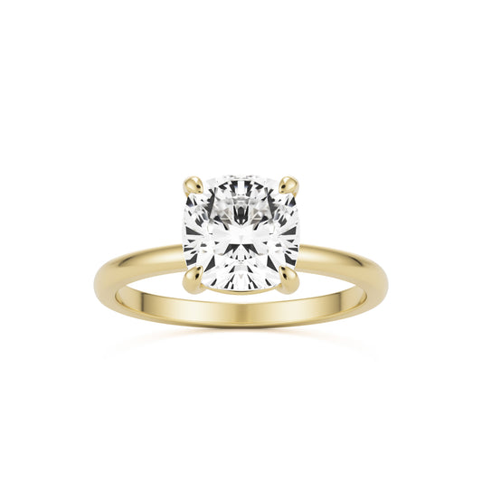 cushion solitaire 14k yellow gold