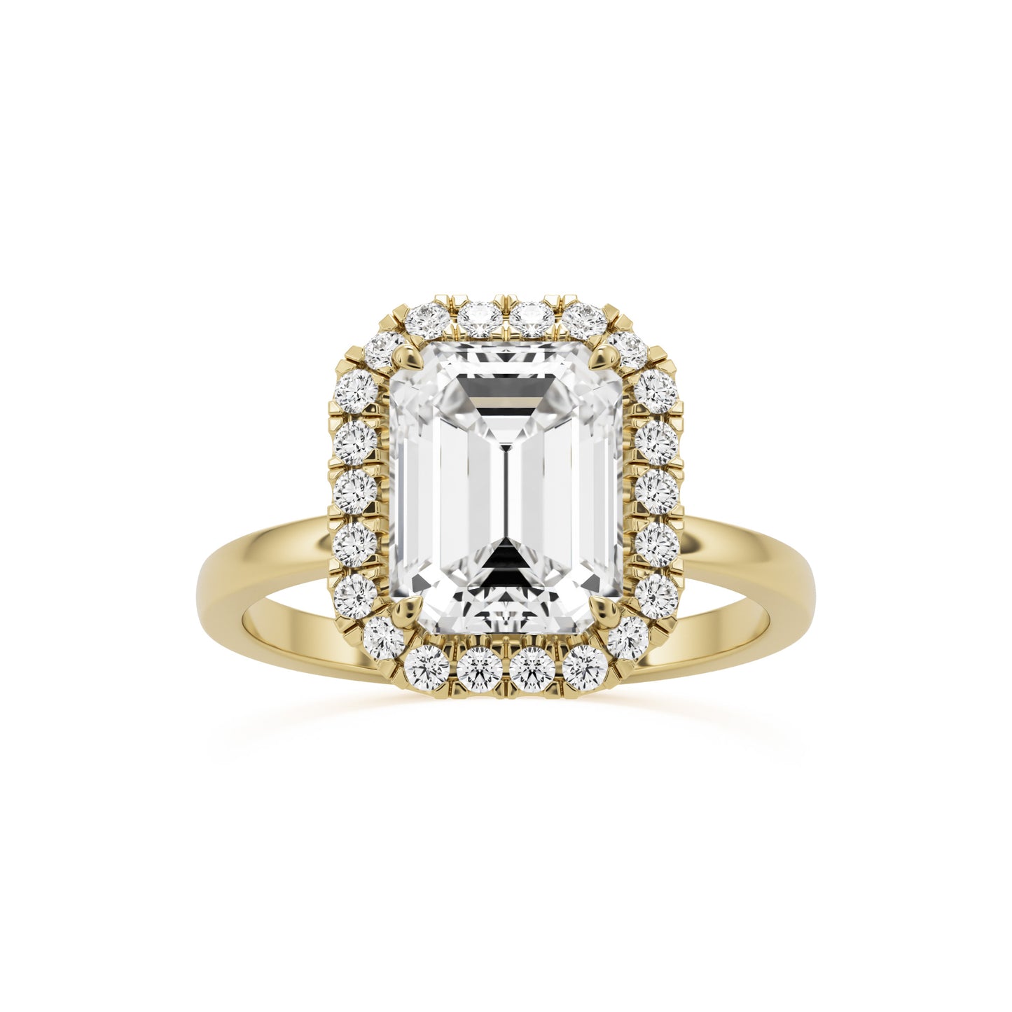 emerald halo 14K yellow gold